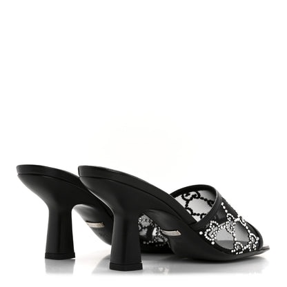 Gucci Tela Retino Kid Scamosciato Crystal GG Monogram Square Demi Mule Sandals 35.5 Black 5 of 9