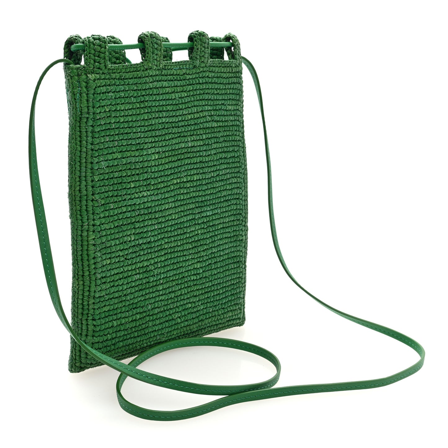 Raffia Beaded Drawstring Pocket Crossbody Tropical Green White