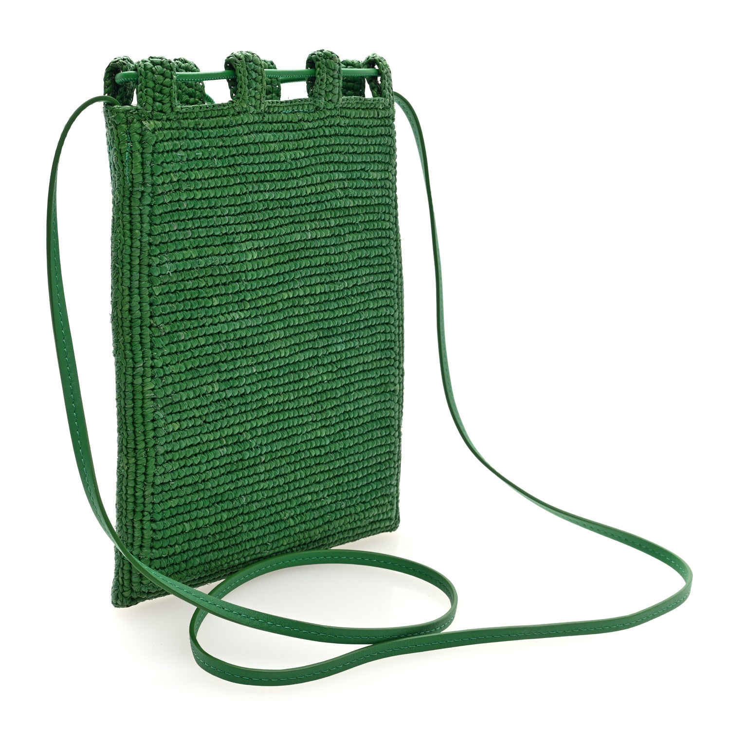 Loewe Raffia Beaded Drawstring Pocket Crossbody Tropical Green White 3 of 10