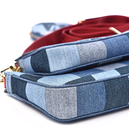 Louis Vuitton Denim Damier Monogram Patchwork Multi Pochette Accessories Blue Rouge 8 of 9