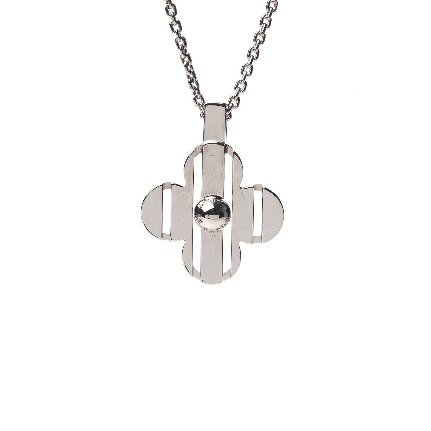 Louis Vuitton 18K White Gold Petite Fleur Pendant Necklace 3 of 5