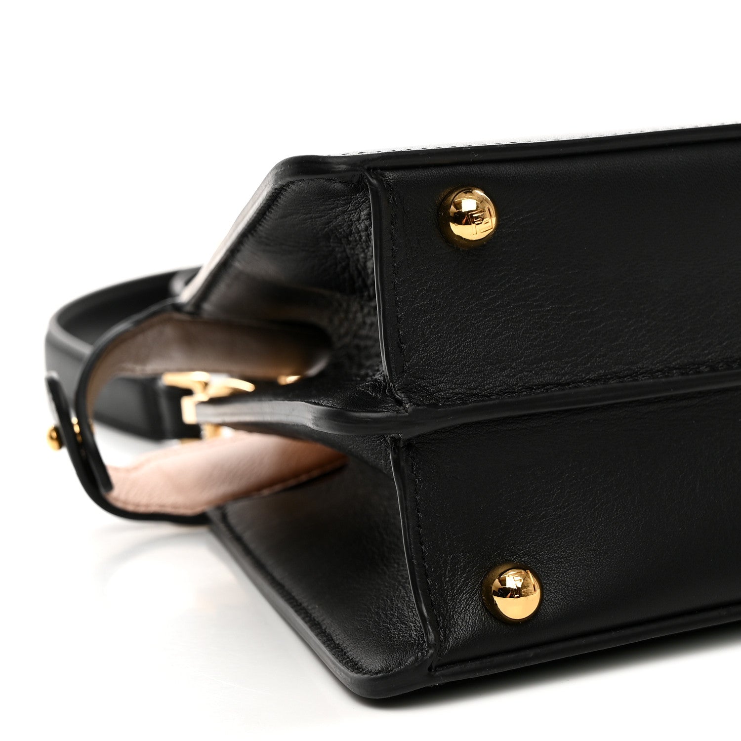 Fendi Vitello Seta Nappa Bi-Color Small Peekaboo I SEE U Satchel Black Light Rose Tortora 10 of 12