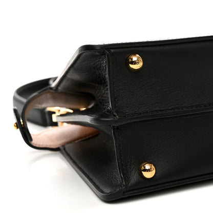Fendi Vitello Seta Nappa Bi-Color Small Peekaboo I SEE U Satchel Black Light Rose Tortora 10 of 12