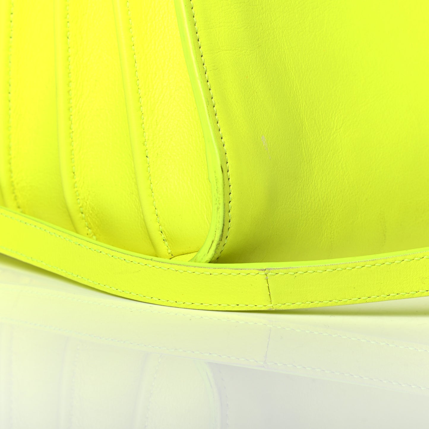 Calfskin Small Sac De Jour Bag Neon Yellow