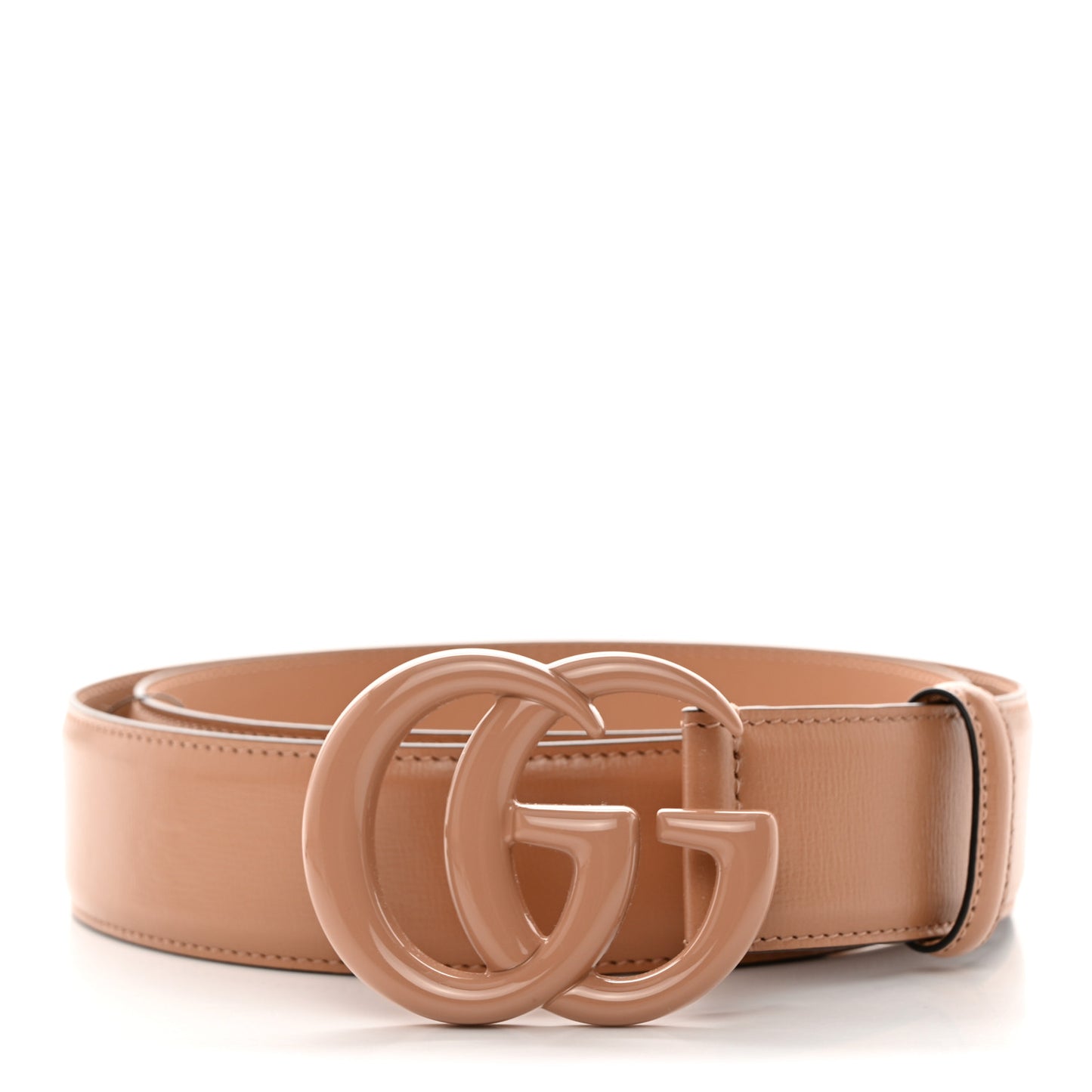 Azalea Calfskin Enamel Monochrome Double G 40mm Belt 100/40 Camelia