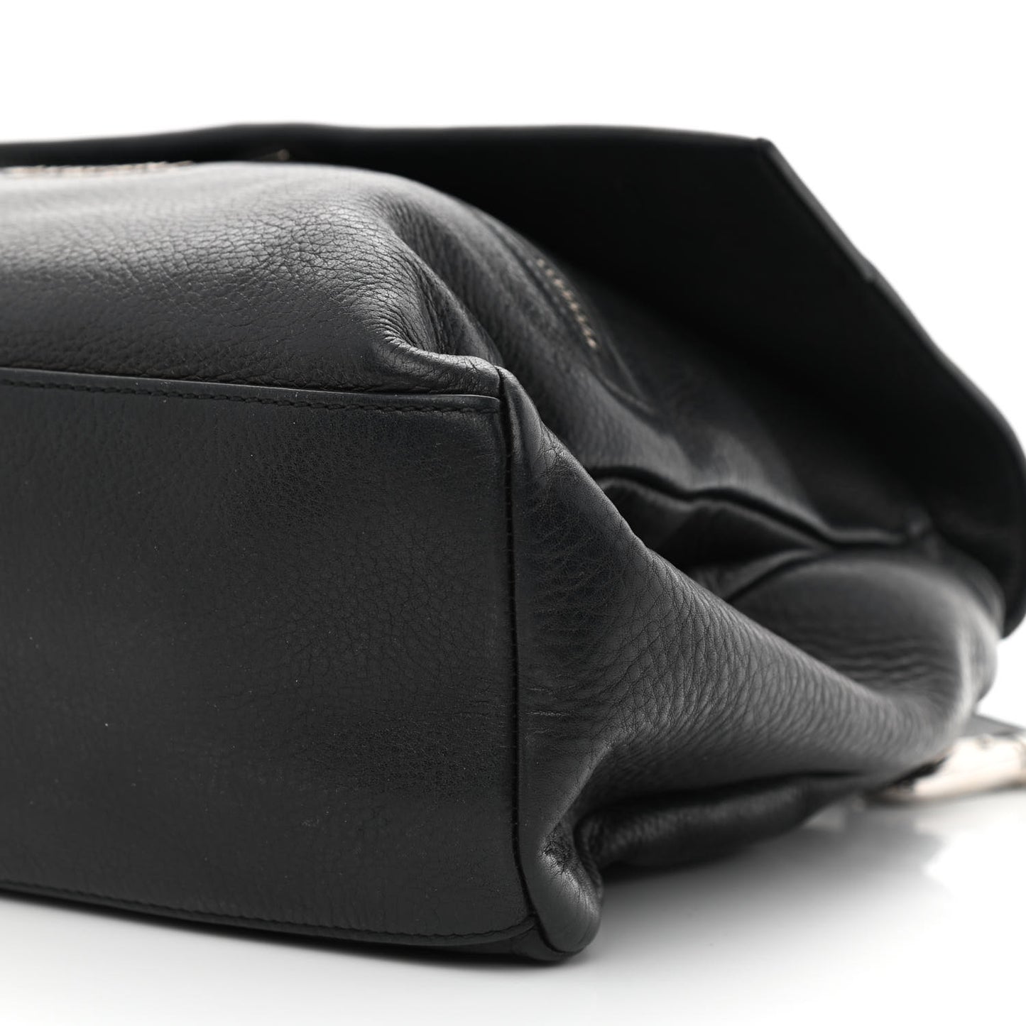 Pebbled Calfskin Small Pandora Pure Flap Bag Black