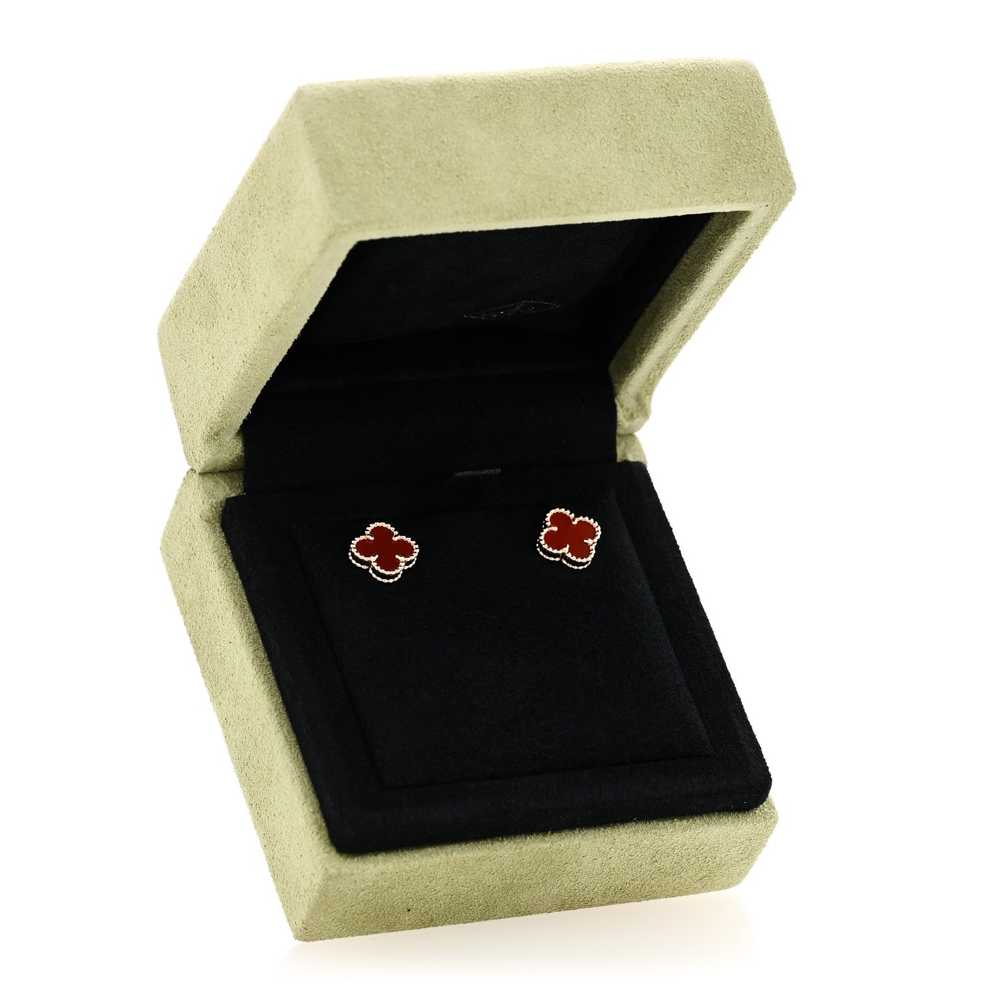 18K Rose Gold Carnelian Sweet Alhambra Earrings