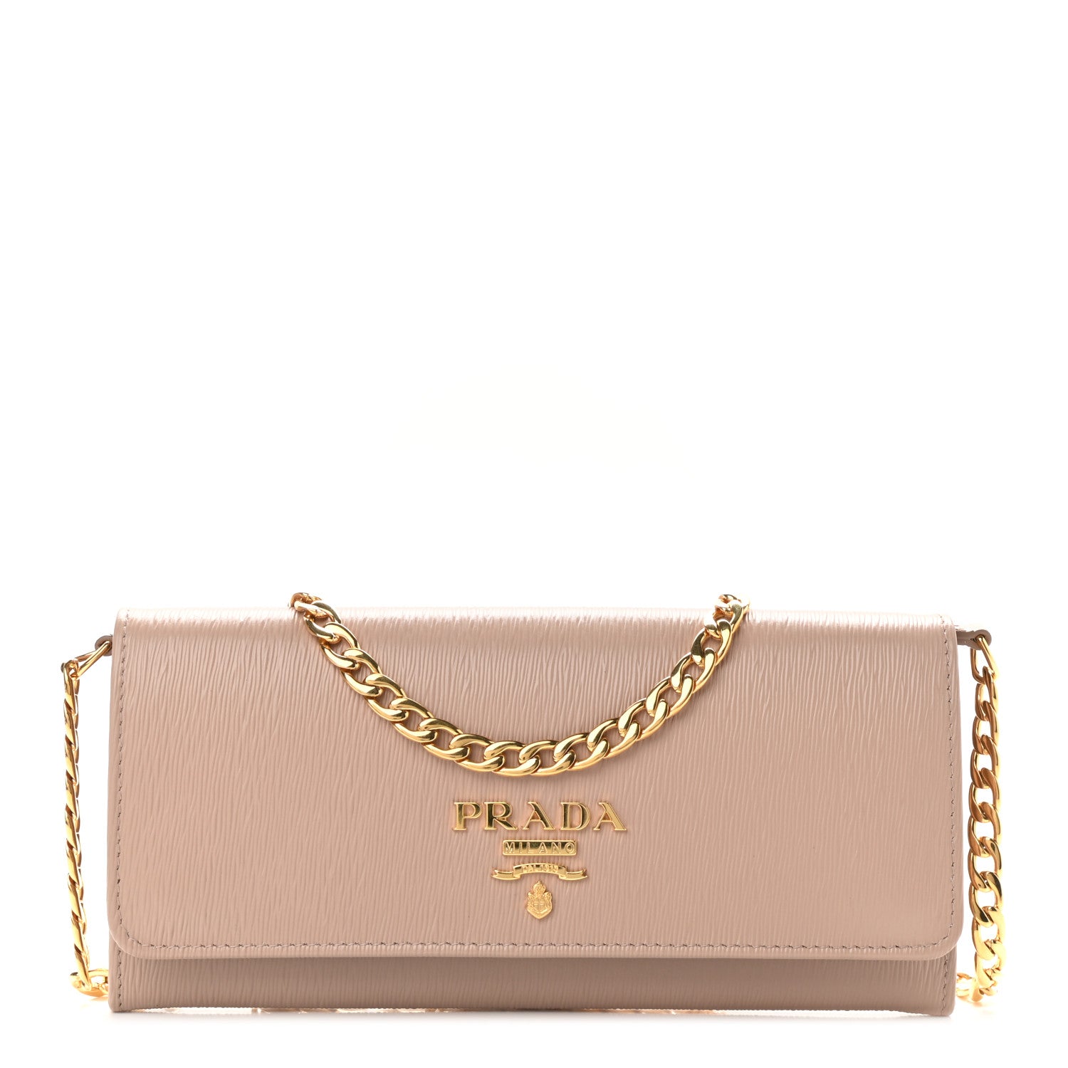 Prada Vitello Move Metal Oro Chain Wallet Cipria 1 of 8