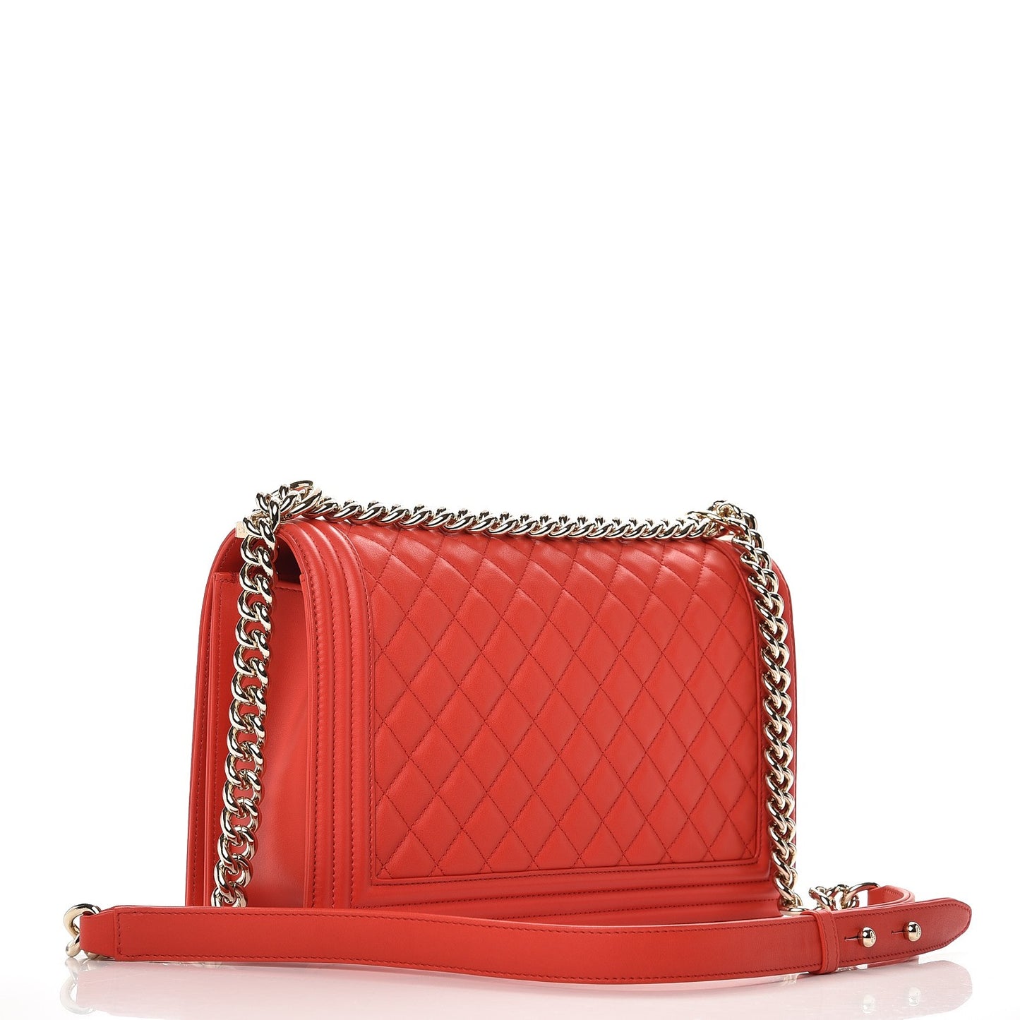 Calfskin Quilted New Medium Boy Flap Red