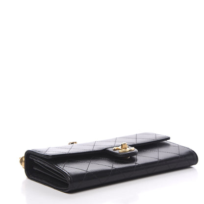 Chanel Goatskin Quilted Chic Pearls Clutch With Chain Black 3 of 11