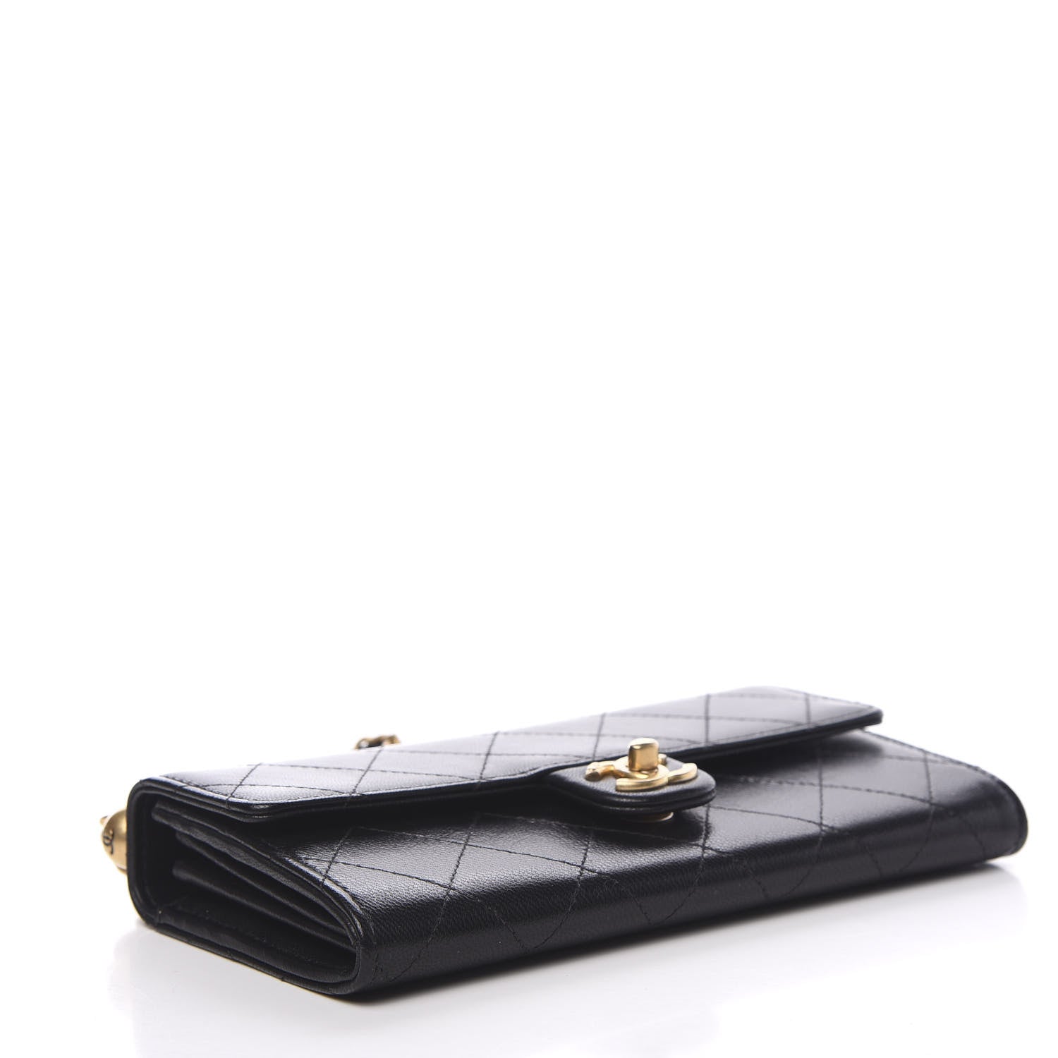 Chanel Goatskin Quilted Chic Pearls Clutch With Chain Black 3 of 10