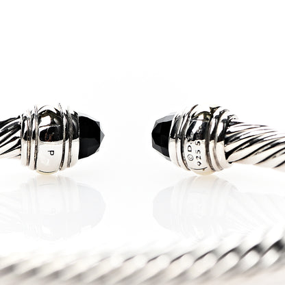 David Yurman Sterling Silver 14K Yellow Gold Black Onyx 5mm Cable Classics Bracelet 3 of 5
