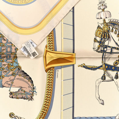 Hermes Silk Grand Apparat Forever Scarf 90 Creme Gold Multicolore 3 of 3
