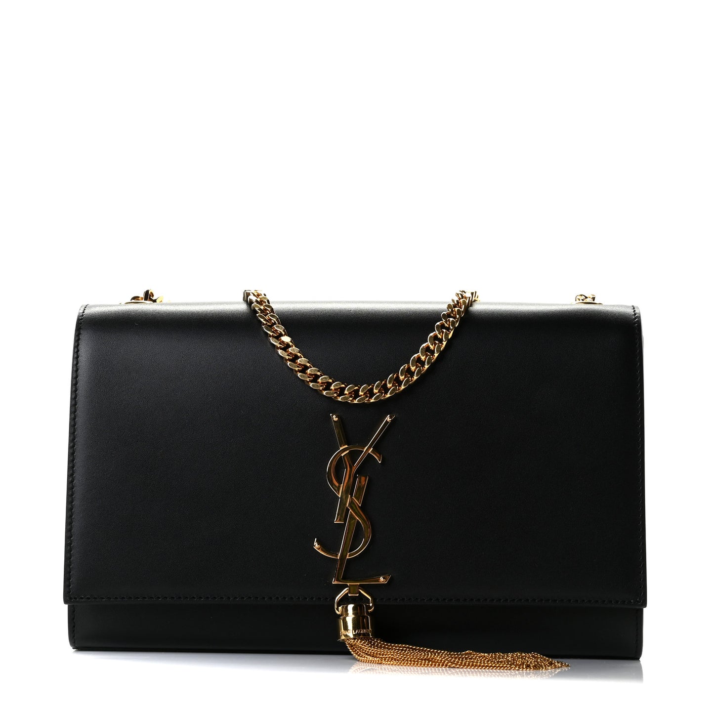 Smooth Calfskin Medium Classic Monogram Kate Tassel Satchel Black