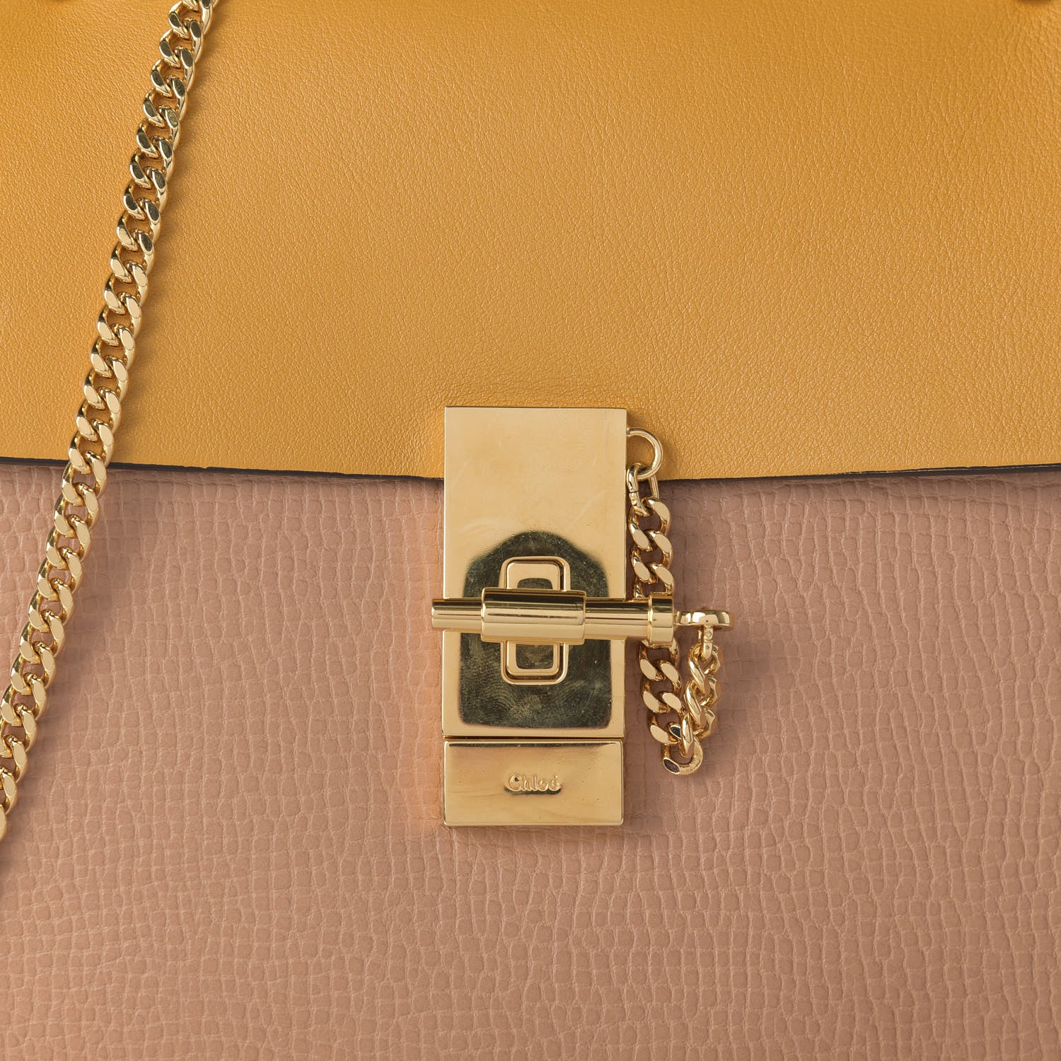 Chloe Grained Calfskin Lambskin Bi-Color Drew Shoulder Bag Wet Sand Sunflower 9 of 9