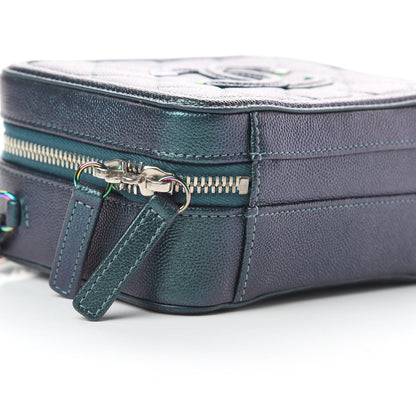 Chanel Iridescent Caviar Quilted Small CC Filigree Vanity Case Dark Turquoise 9 of 10