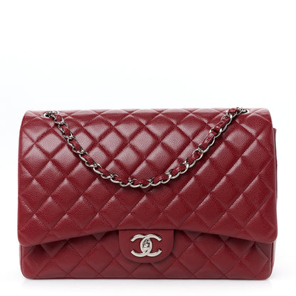 Chanel Caviar Quilted Maxi Double Flap Dark Red 1 of 12