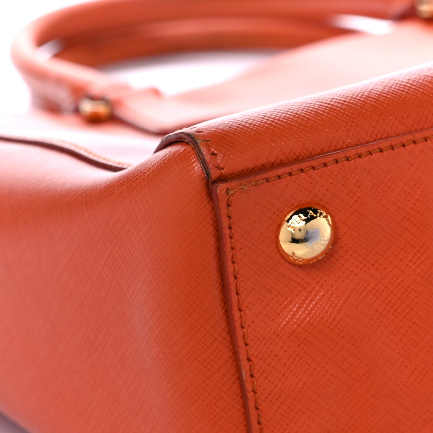 Saffiano Lux Double Handle Shopping Tote Papaya