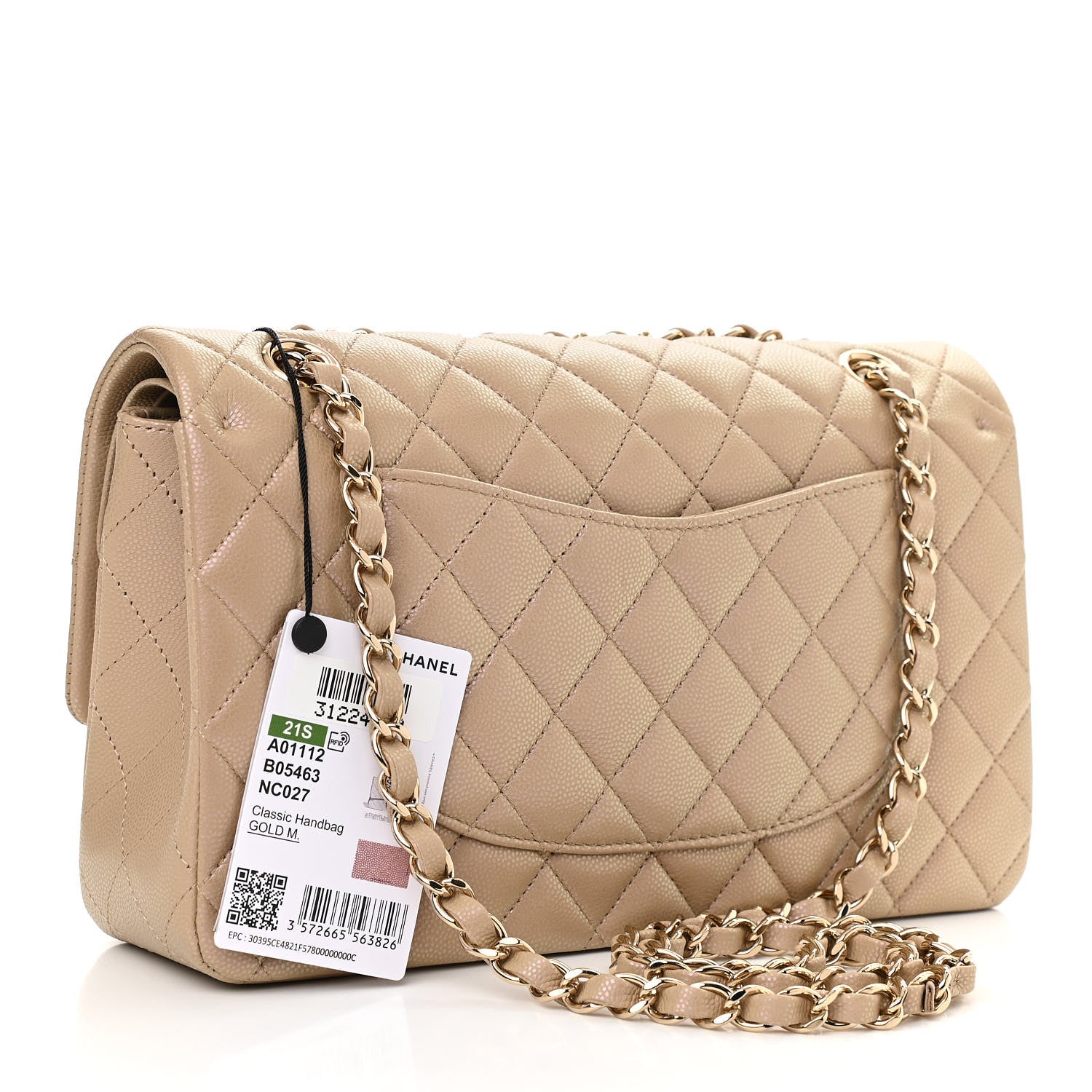 Chanel Iridescent Caviar Quilted Medium Double Flap Dark Beige 3 of 13