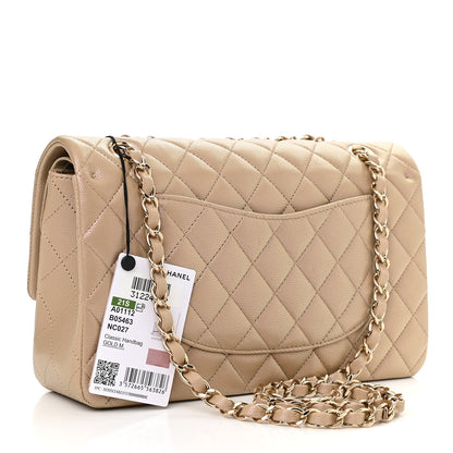 Chanel Iridescent Caviar Quilted Medium Double Flap Dark Beige 3 of 13