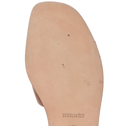 Hermes Box Calfskin Oran Sandals 37.5 Gold 10 of 14