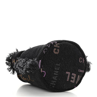 Chanel Denim Quilted Mood Mini Bucket With Chain Black Multicolor 4 of 11