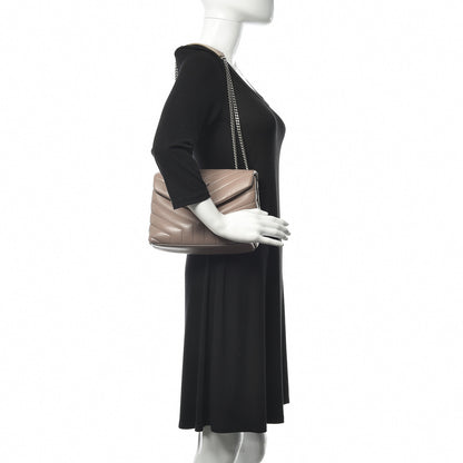 Saint Laurent Calfskin Y Quilted Monogram Small Loulou Chain Satchel Taupe Sable 2 of 9