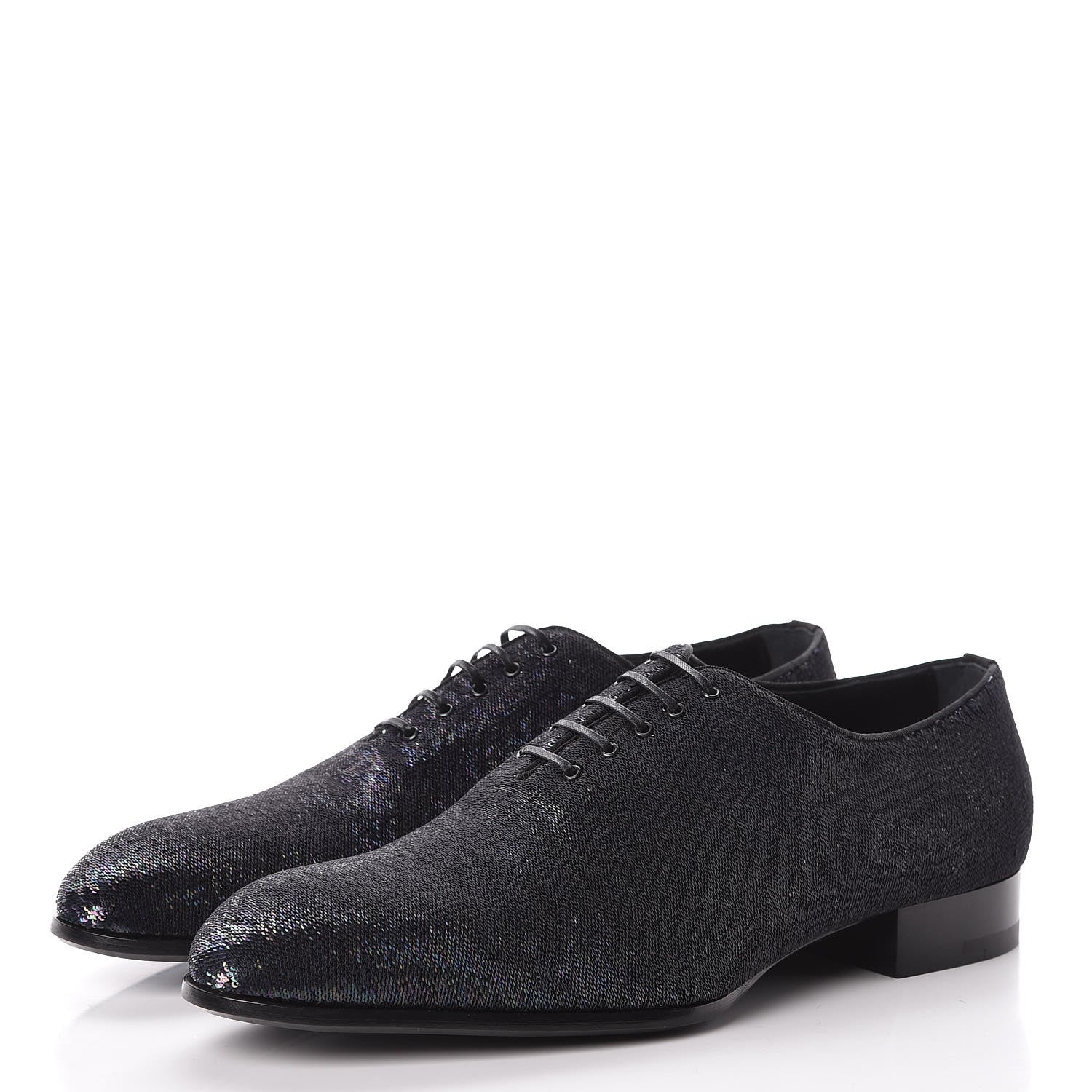 Louis Vuitton Monogram Embroided Sequins Mens Grenelle Richelieu Shoes 8 Black 3 of 9