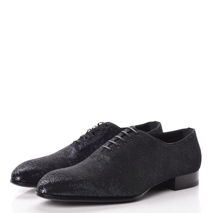 Louis Vuitton Monogram Embroided Sequins Mens Grenelle Richelieu Shoes 8 Black 3 of 9