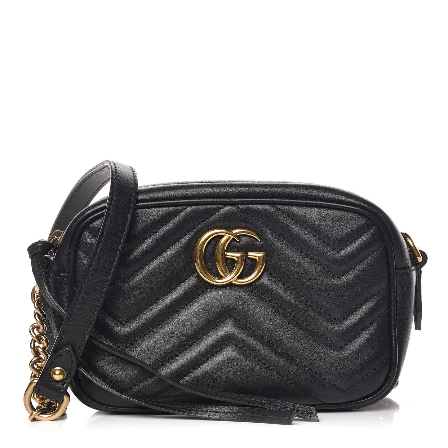 Calfskin Matelasse Mini GG Marmont Chain Shoulder Bag Black