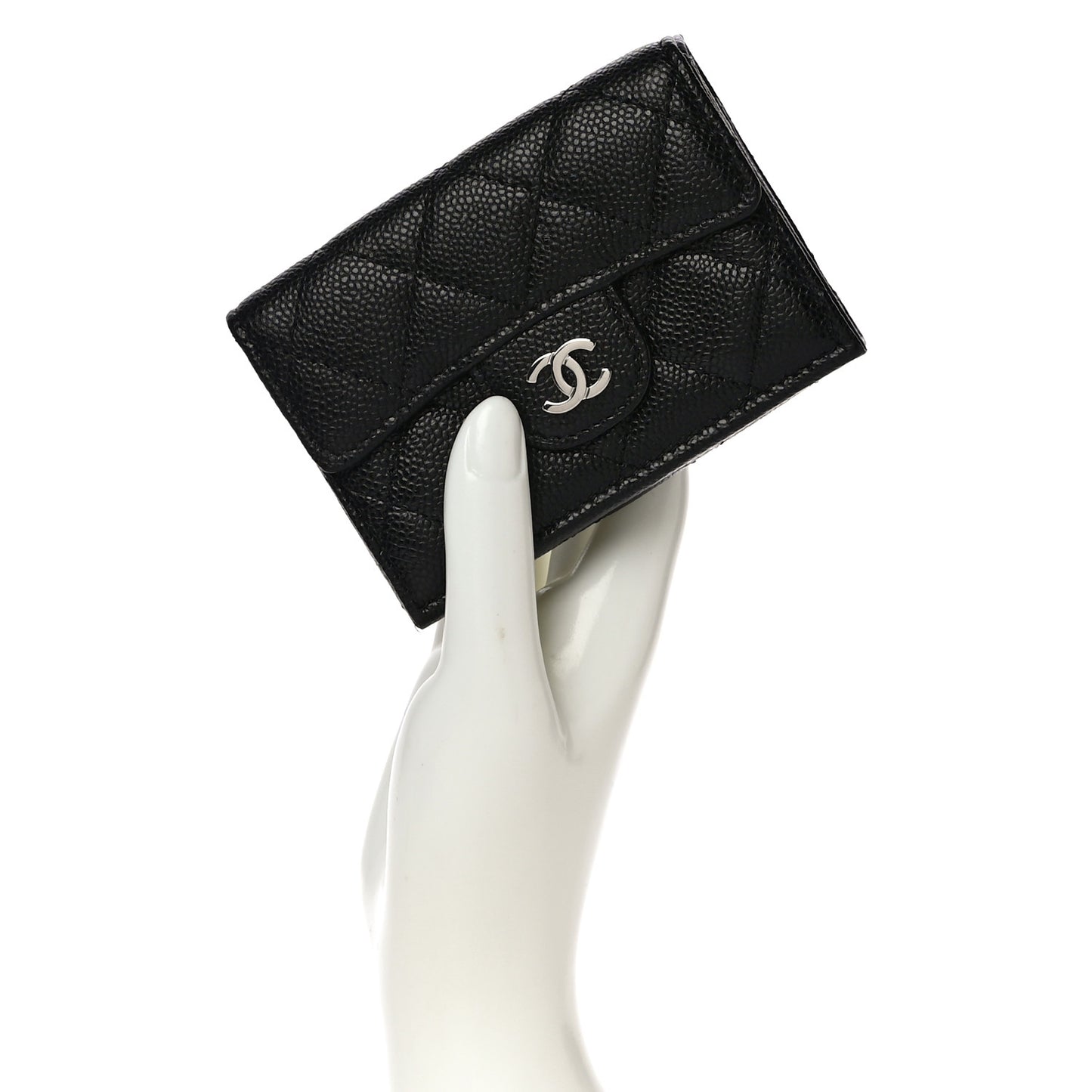 Caviar Quilted Double Flap Wallet Black