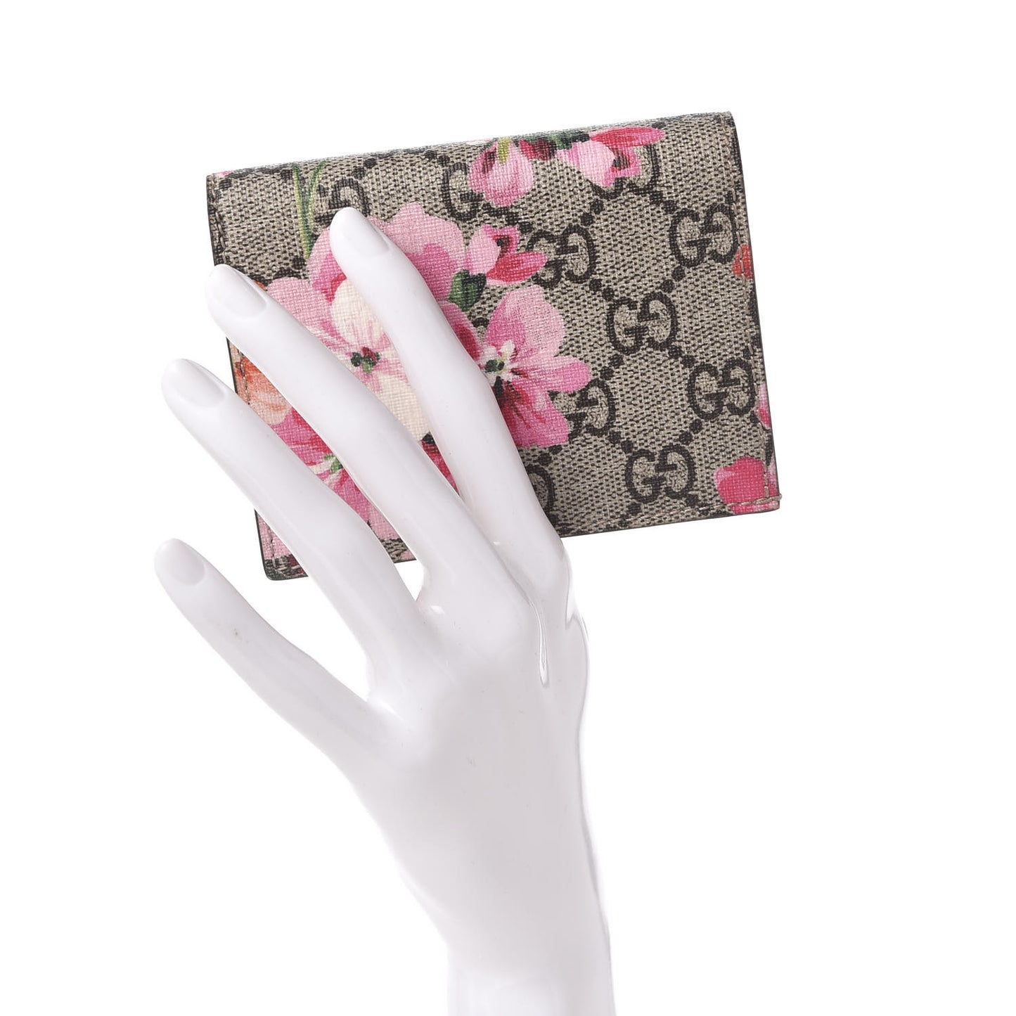 GG Supreme Monogram Blooms Card Case Beige Multicolor Dry Rose