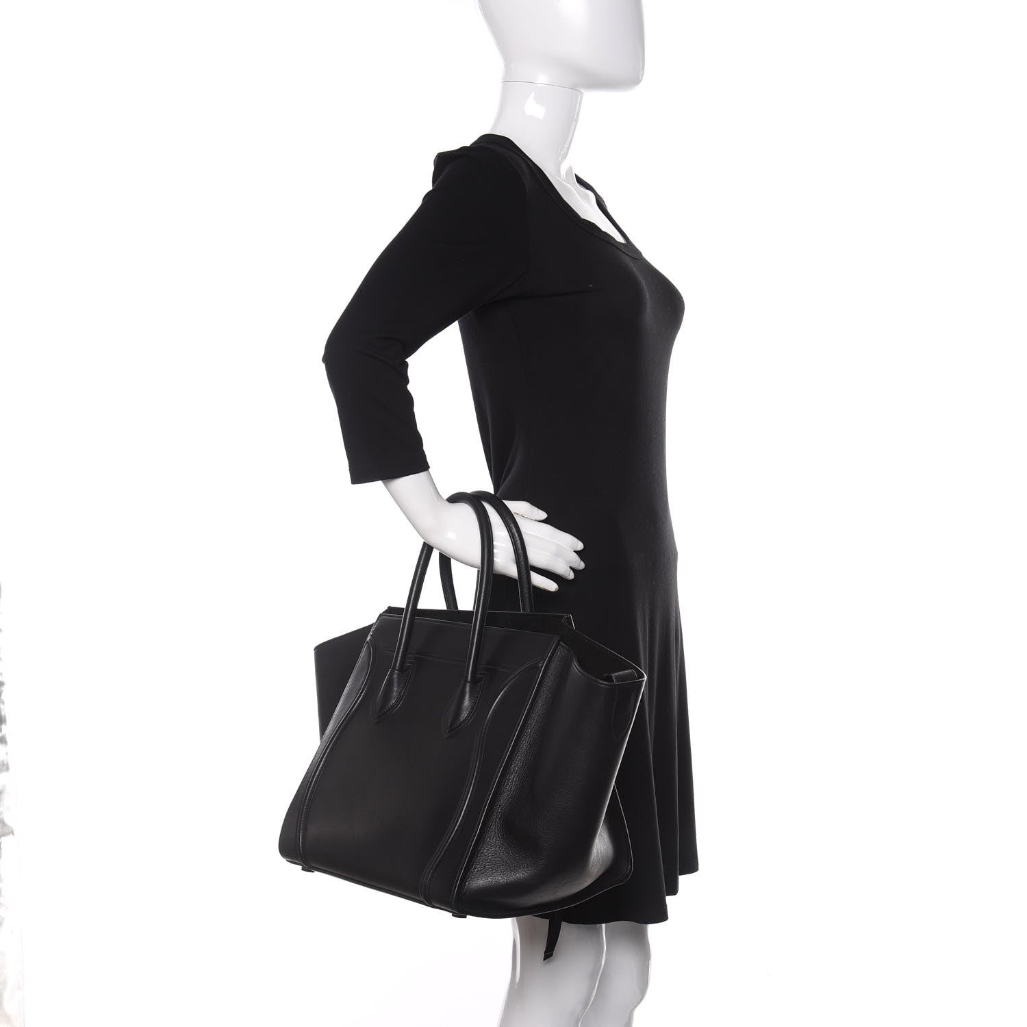 Celine Supple Calfskin Medium Phantom Luggage Black 2 of 18