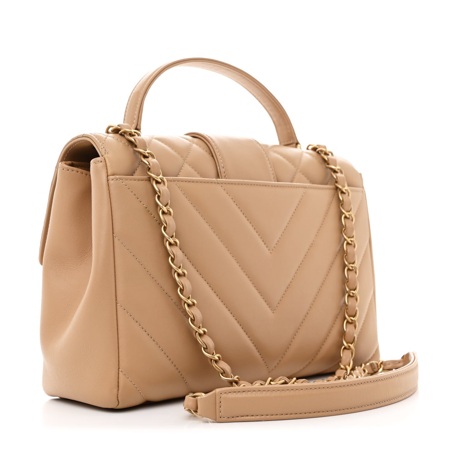Chanel Calfskin Quilted Chevron In The City Bag Beige 3 of 11