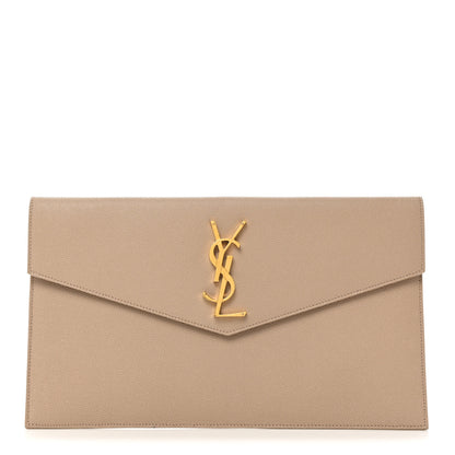 Saint Laurent Grain De Poudre Uptown Pouch Dark Beige 1 of 8