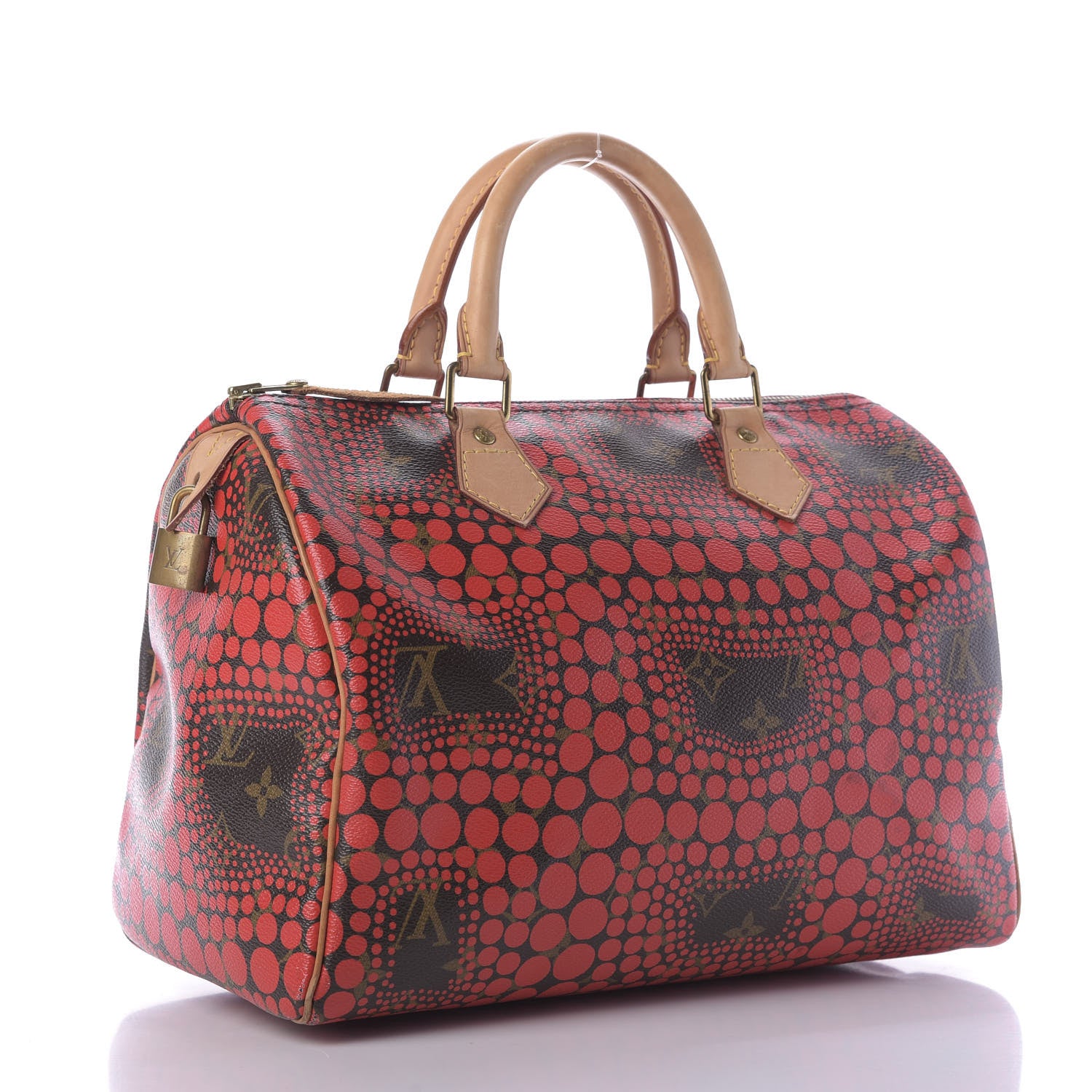 Louis Vuitton Monogram Kusama Town Speedy 30 Red 3 of 9