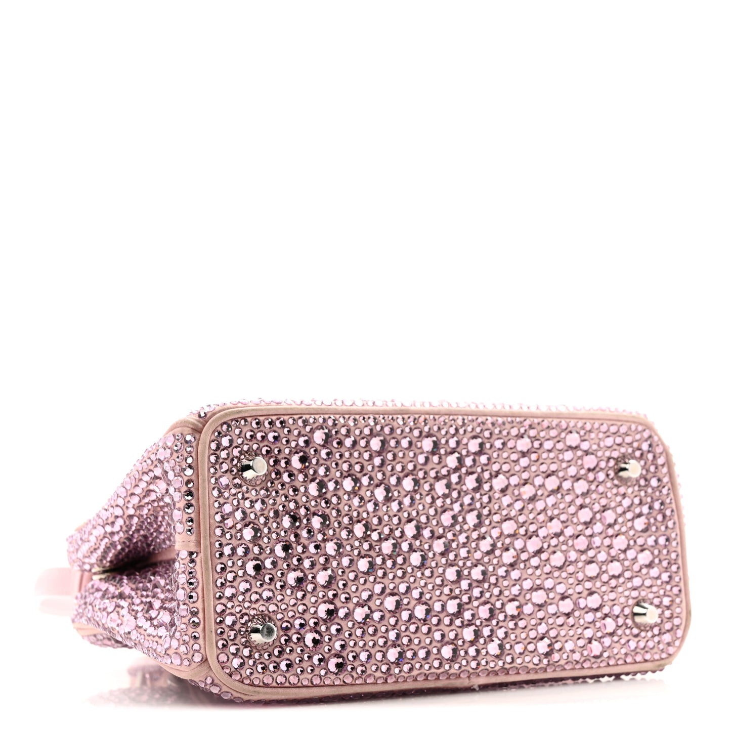 Satin Crystal Mini Galleria Double Zip Tote Alabastro