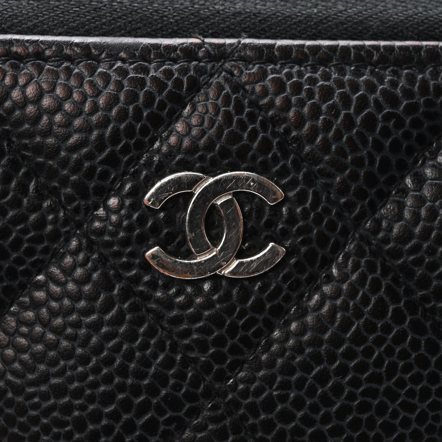 Caviar Quilted Large Gusset Zip Around Wallet Black