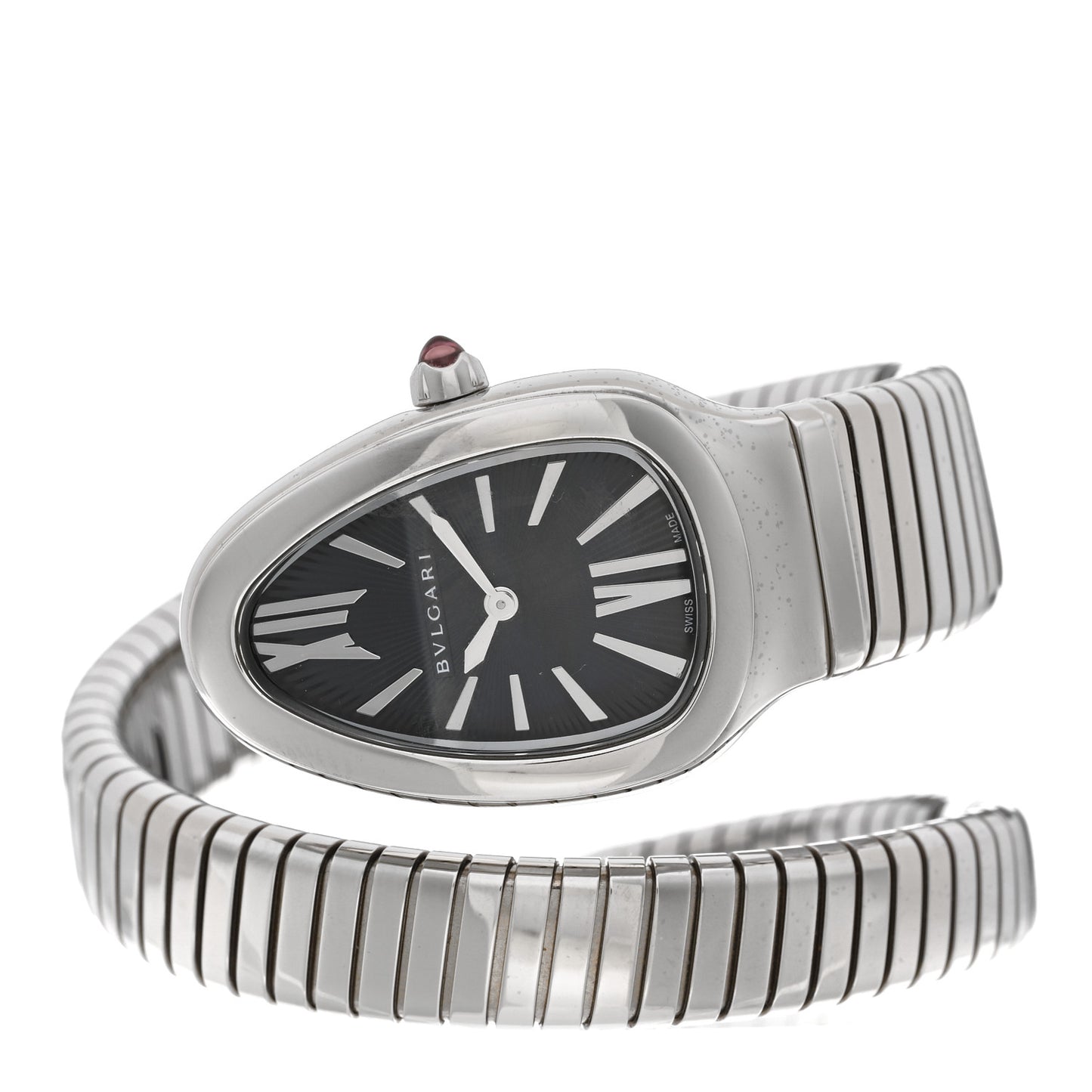 Stainless Steel 35mm Serpenti Tubogas Quartz Watch Black