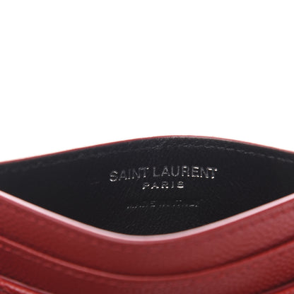 Saint Laurent Grain De Poudre Matelasse Chevron Monogram Credit Card Case New Red 6 of 10