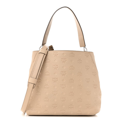 MCM Calfskin Ottomar Monogram Medium Klara Hobo New Beige 1 of 12