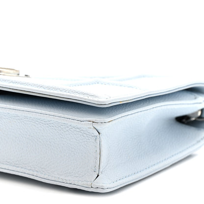 Christian Dior Grained Calfskin Diorama Wallet on Chain Pouch Light Blue 9 of 15