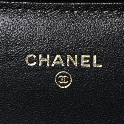 Chanel Calfskin Lizard Embossed Top Handle Long Clutch With Chain Black 6 of 12
