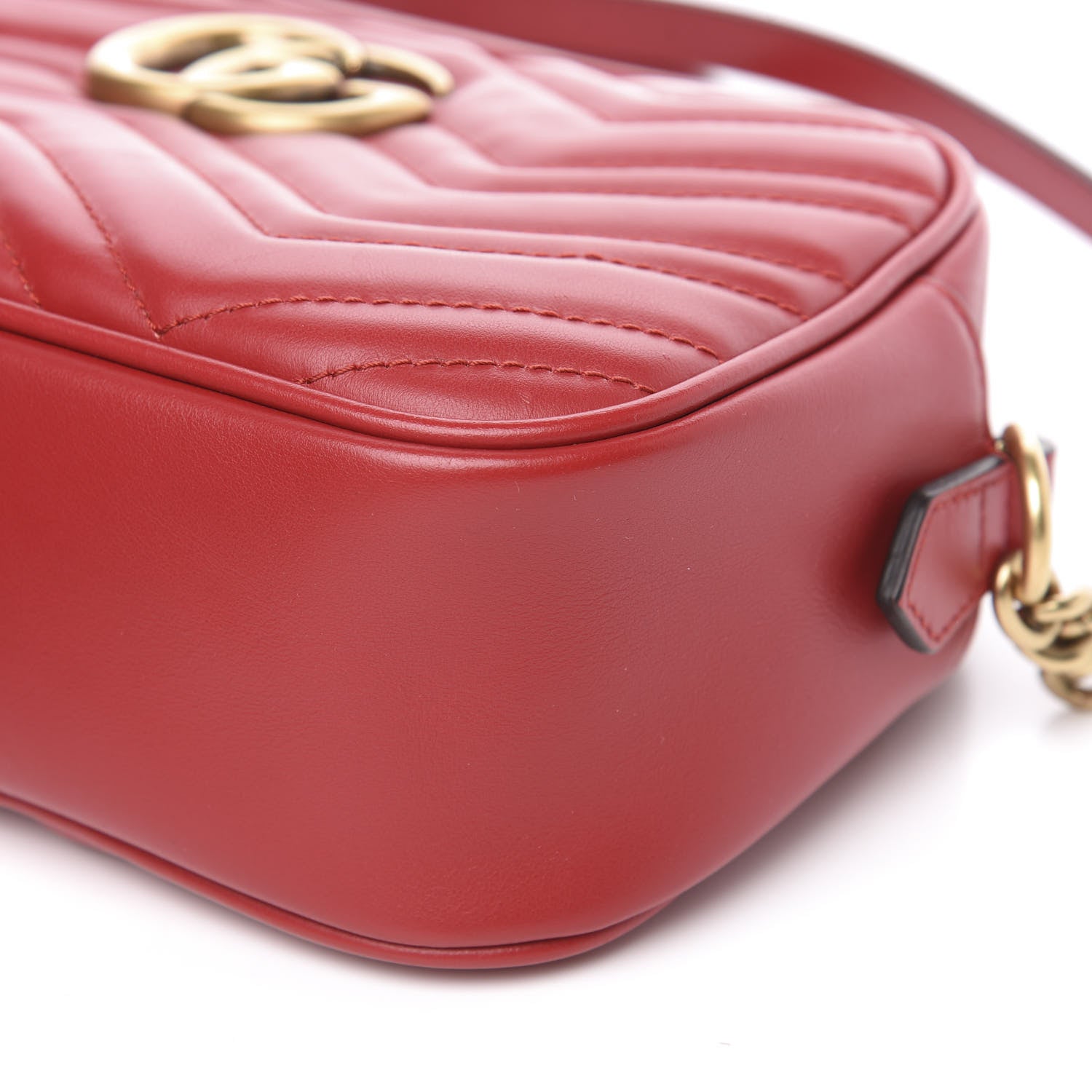 Gucci Calfskin Matelasse Small GG Marmont Chain Shoulder Bag Hibiscus Red 10 of 10
