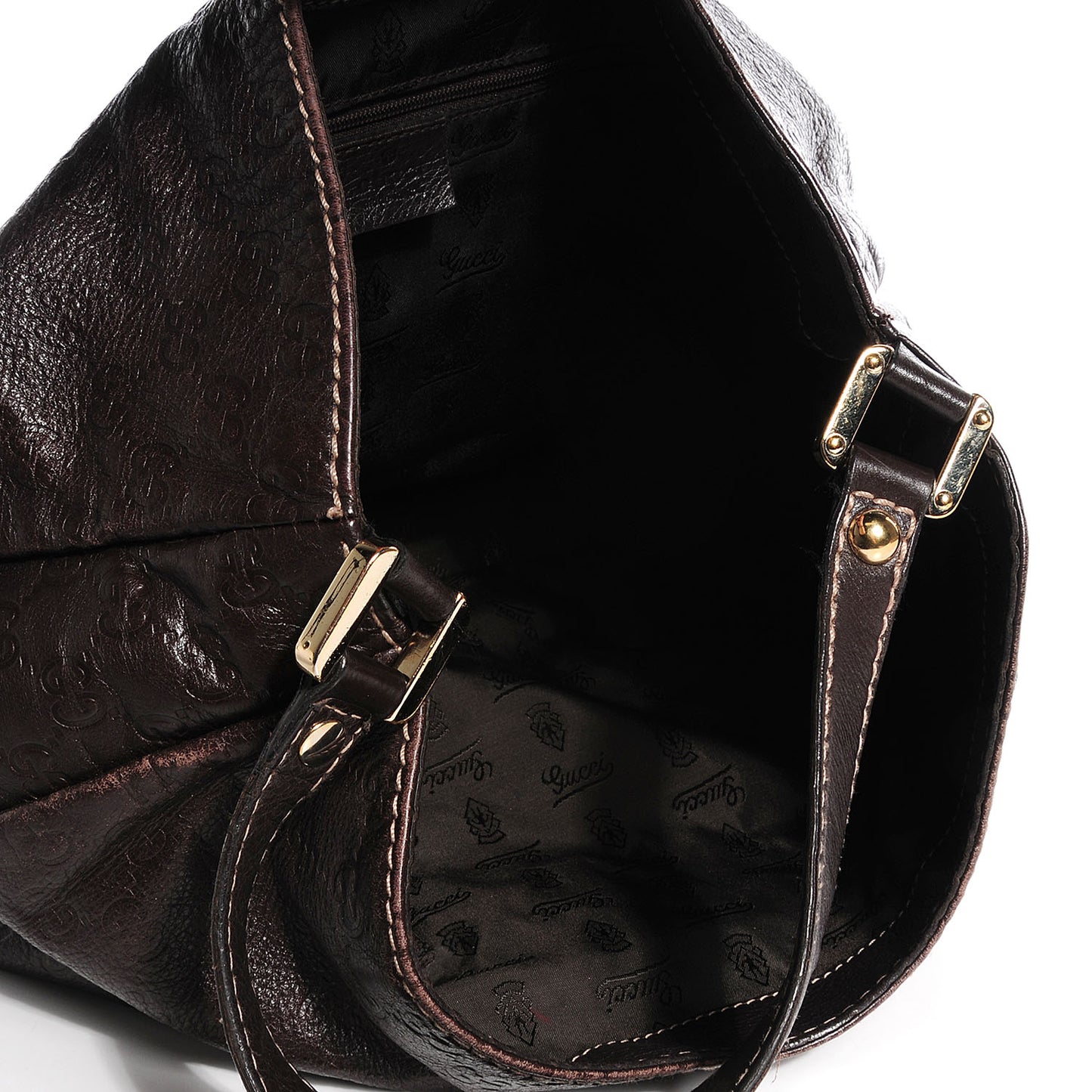 Guccissima Large New Ladies Web Hobo Dark Brown