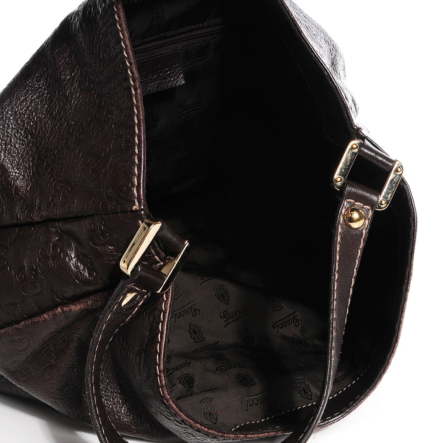 Gucci Guccissima Large New Ladies Web Hobo Dark Brown 5 of 7