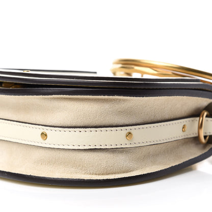 Chloe Calfskin Suede Small Nile Bracelet Bag Off White 7 of 9