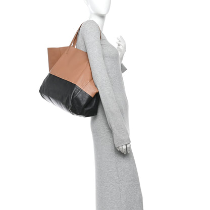 Celine Lambskin Horizontal Bicolor Cabas Camel Black 2 of 13