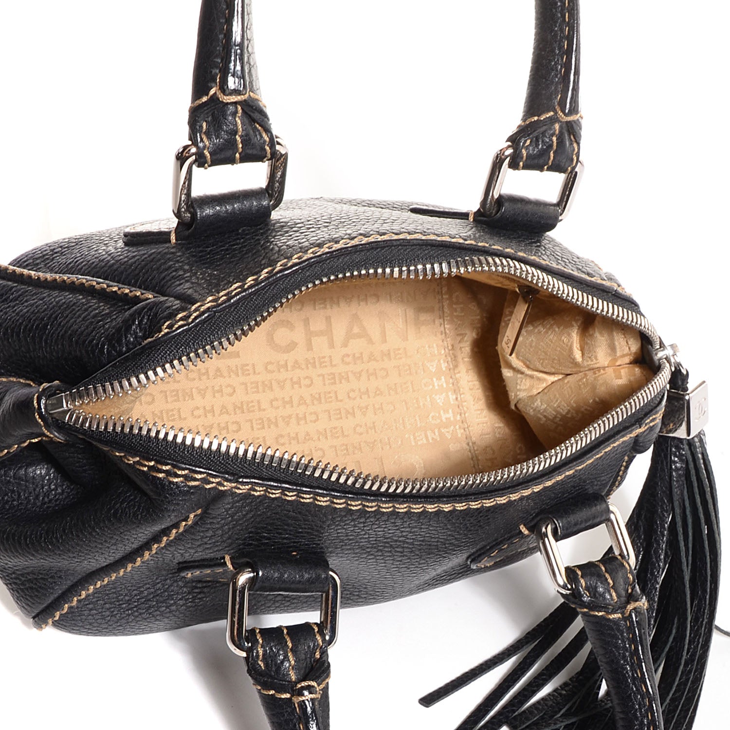 Chanel Leather Small Tassel Handbag Black 5 of 7