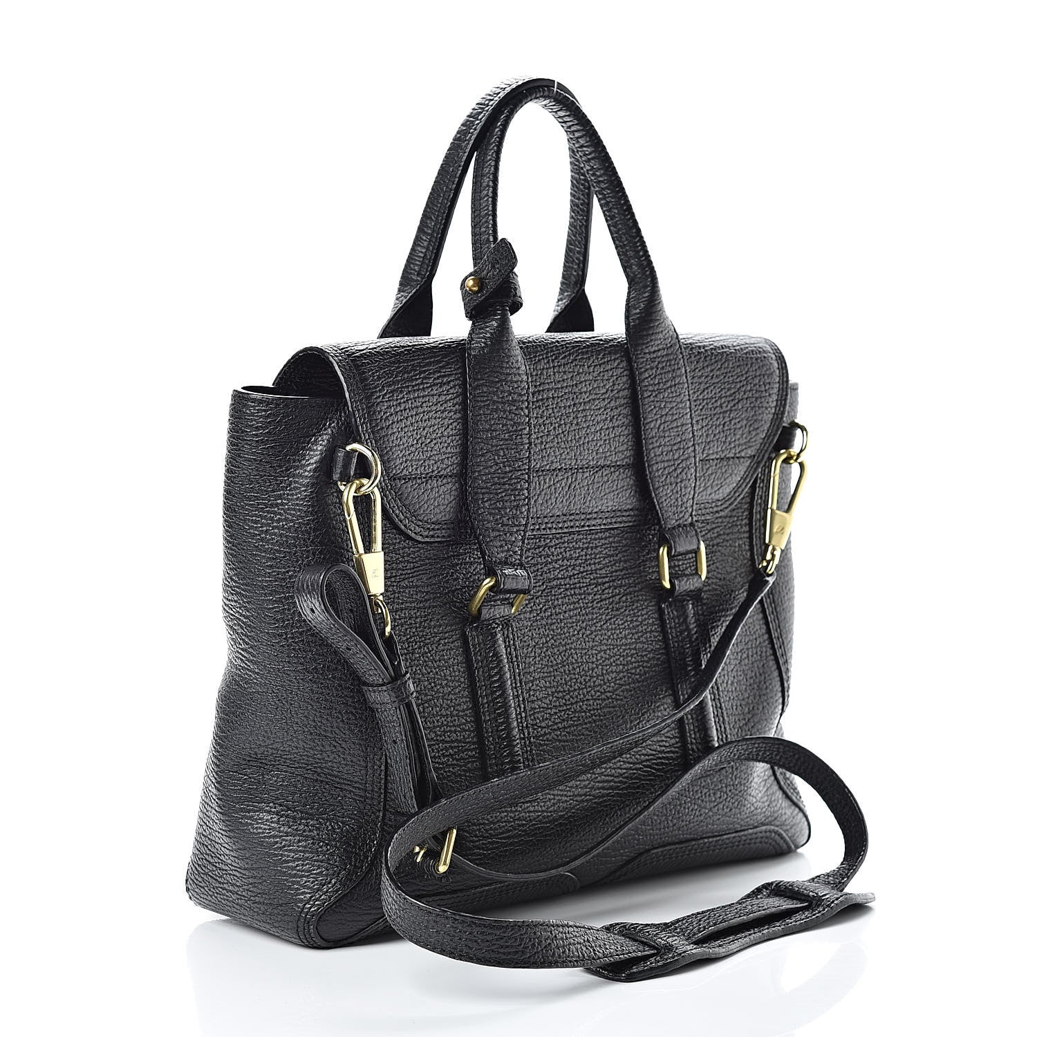 3.1 Phillip Lim 3.1 Textured Calfskin Medium Pashli Satchel Black 3 of 13
